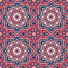 Vector seamless background. Round texture. Endless hand-drawn colorful pattern. Use for wallpaper, textile, book cover, clothes. Make in red, white and blue colors