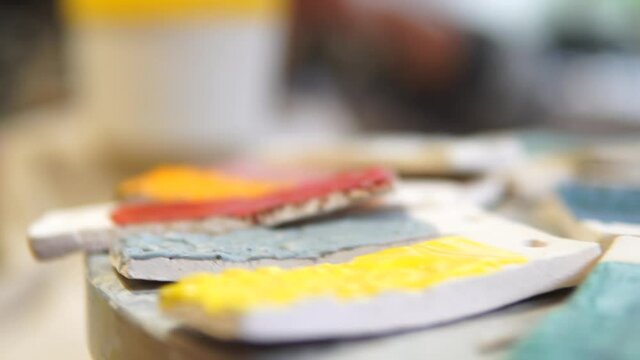  Set of Colored Clay on a spinning wheel