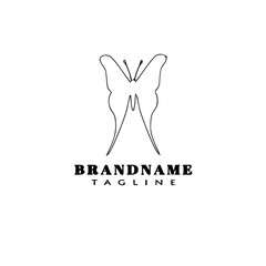 butterfly logo cartoon icon design style black isolated vector illustration