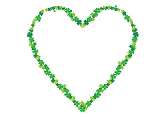 Fototapeta na wymiar symbol of good luck. Illustration of a heart frame drawn with a four-leaf clover. ecology, Backdrop
