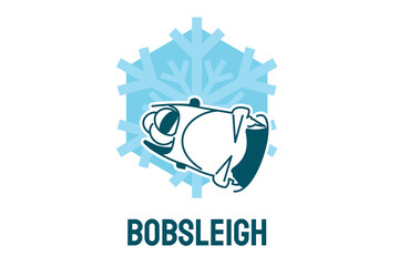 Bobsleigh sport vector line icon. sportman with sleigh, equipment sign. sport pictogram illustration