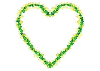 Fototapeta na wymiar symbol of good luck. Illustration of a heart frame drawn with a four-leaf clover. ecology, Backdrop