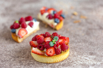 Cake with berries, delicious tartlet. High quality photo