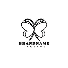 butterfly logo cartoon icon design template black illustration