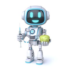 Cute blue robot Health or disease concept 3D