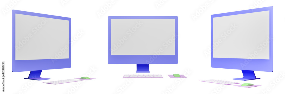 Aufkleber 3d rendering computer icon with different views