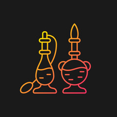 Traditional perfume gradient vector icon for dark theme. Singapore-based fragrance. Vintage bottle. Singaporean flavour. Thin line color symbol. Modern style pictogram. Vector isolated outline drawing