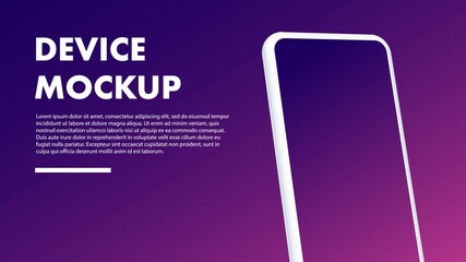 Device Advertisement Poster Mockup. Smartphone Outline on Gradient Purple Background. Vector illustration