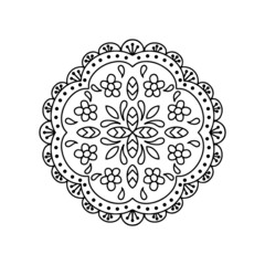 Geometric Mandala. Coloring page on White Background. Abstract Decorative