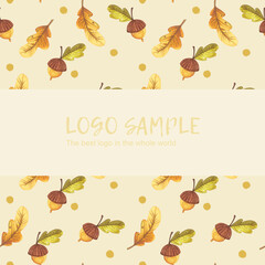 Hand drawn watercolour pattern with acorn © anna