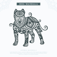 DOG Mandala Vector. Vintage decorative elements. Oriental pattern, vector illustration.