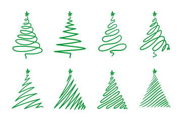 Obraz premium Christmas trees with green outline