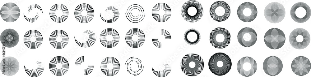 Aufkleber mega set of lines in circle form . spiral vector illustration .big collection of round logos . desig