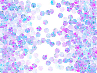 Violet tinsels confetti placer vector illustration. Chic lustering bead elements party glitter top view. Birthday confetti scatter shining pattern.