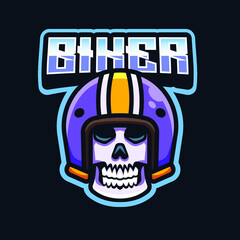 Biker Skull Head Logo Illustration