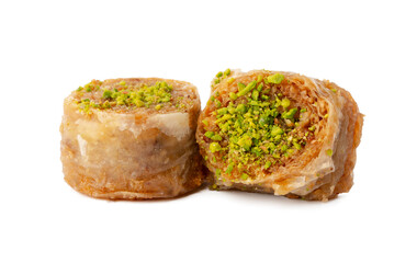 Delicious sweet baklava isolated on white background
