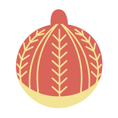 Christmas toy for the tree, ball with a pattern. Hand drawn vector illustration.Traditional holiday symbol