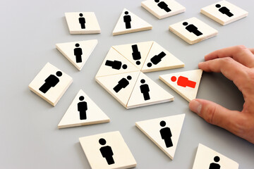 business concept image of blocks with people icons ,human resources and management concept