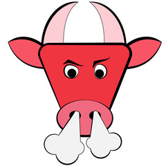 Angry cowclipart. Vector cartoon illustration of angry red bull.