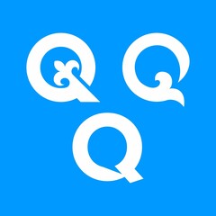 The letter "Q". The logo includes elements: floral ornaments and an information board. Vector.