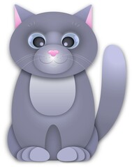 Beautiful grey kitten for print. Vector illustration