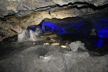 Fototapeta na wymiar ice cave, cave grotto, rocks