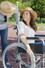 smiling woman embracing her boyfriend