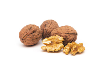 Walnuts isolated on white background