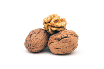 Walnuts isolated on white background