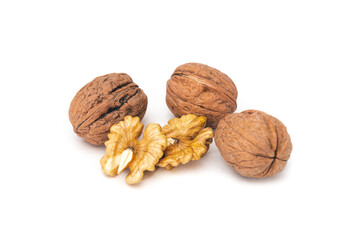Walnuts isolated on white background