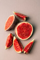 Fresh fig fruits cutted in pieces top view photo