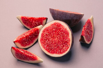 Fresh fig fruits cutted in pieces top view photo