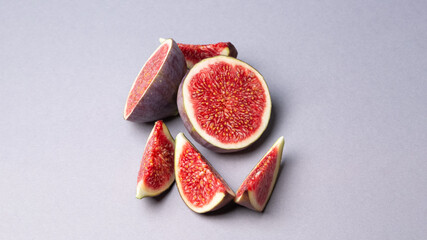 Fresh fig fruits cutted in pieces top view photo