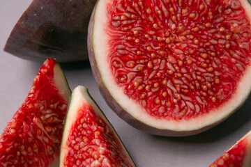 Fresh fig fruits cutted in pieces top view photo