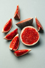 Fresh fig fruits cutted in pieces top view photo