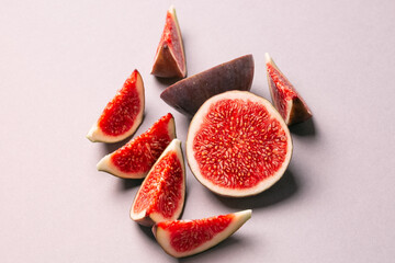 Fresh fig fruits cutted in pieces top view photo
