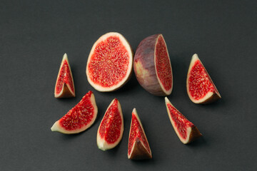 Fresh fig fruits cutted in pieces top view photo