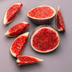 Fresh fig fruits cutted in pieces top view photo