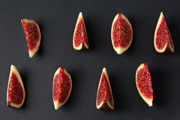 Fresh fig fruits cutted in pieces top view photo