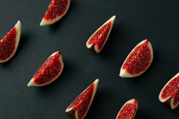 Fresh fig fruits cutted in pieces top view photo