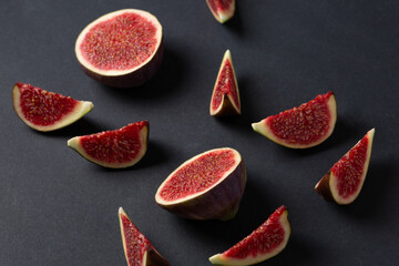 Fresh fig fruits cutted in pieces top view photo