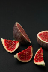 Fresh fig fruits cutted in pieces top view photo