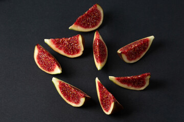 Fresh fig fruits cutted in pieces top view photo