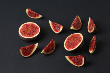 Fresh fig fruits cutted in pieces top view photo