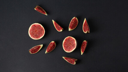 Fresh fig fruits cutted in pieces top view photo