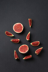 Fresh fig fruits cutted in pieces top view photo