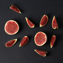 Fresh fig fruits cutted in pieces top view photo
