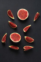 Fresh fig fruits cutted in pieces top view photo