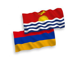 Flags of Republic of Kiribati and Armenia on a white background