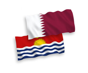 Flags of Republic of Kiribati and Qatar on a white background